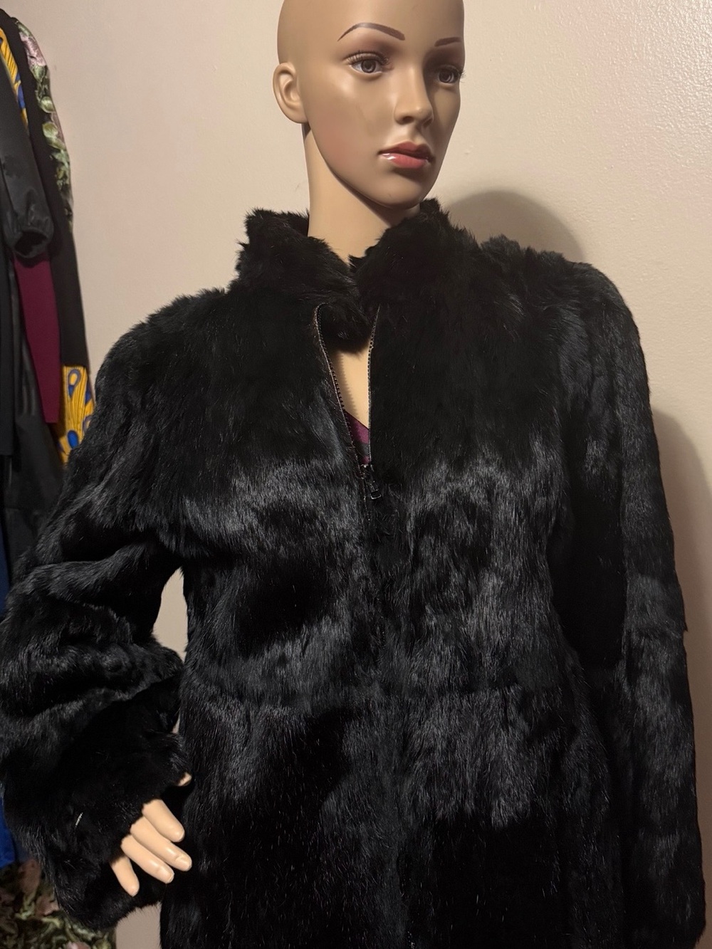 Vintage Jacques Saint Laurent 100% Rabbit Fur Zippered Jacket